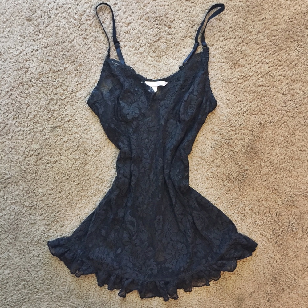 Victoria’s Secret Black Lace Slip Lingerie Dress